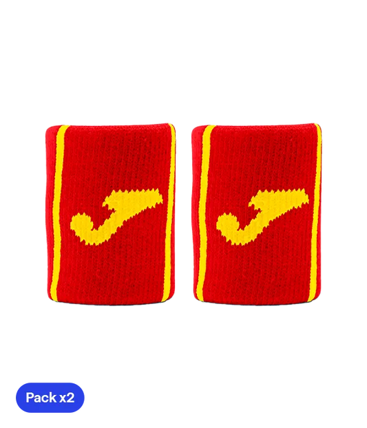 Muñequeras Joma Game Cortas Rojo/Amarillo Pack x2