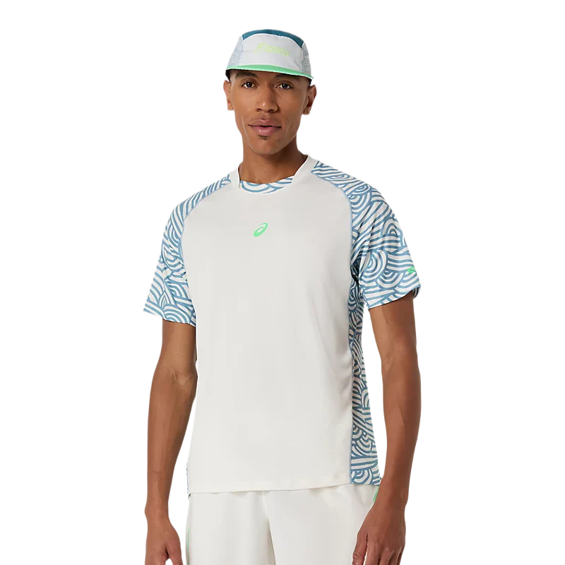 Camiseta Asics Padel Court All Over Print SS Top Cream/Saba Blue 2026