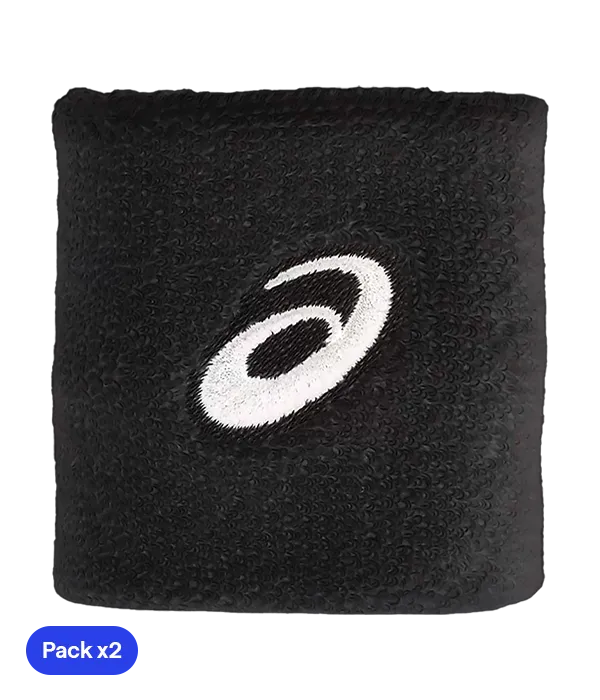 Muñequeras Asics Cortas Negras (Pack x2)