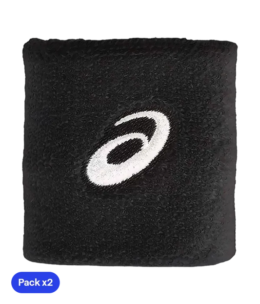 Muñequeras Asics Cortas Negras (Pack x2)