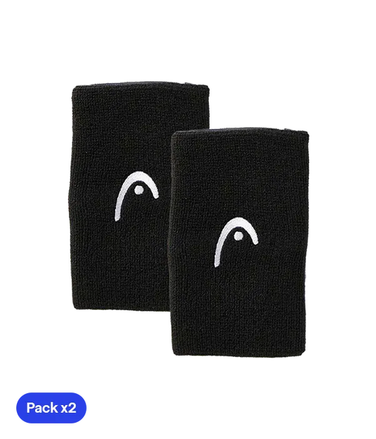 Muñequeras Largas Head Negro (Pack x2)