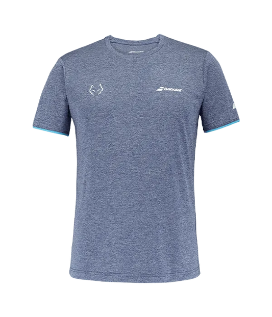 Camiseta Babolat Crew Azul Logo Blanco 2025 J. Lebrón