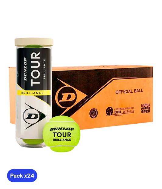 Cajón Pelotas Dunlop Tour Brilliance Tenis (Pack x24)