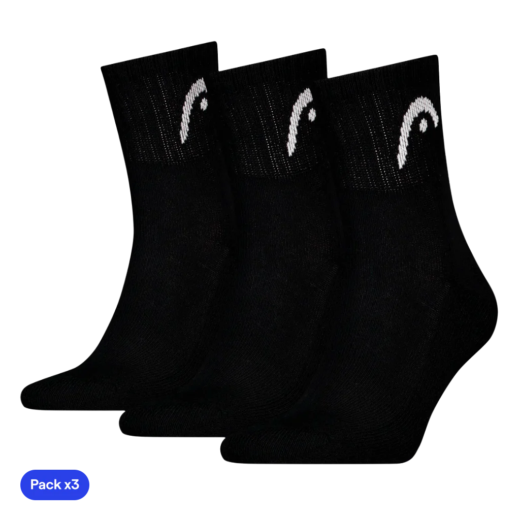 Calcetines Head Cortos Club Crew Negro (Pack x3)