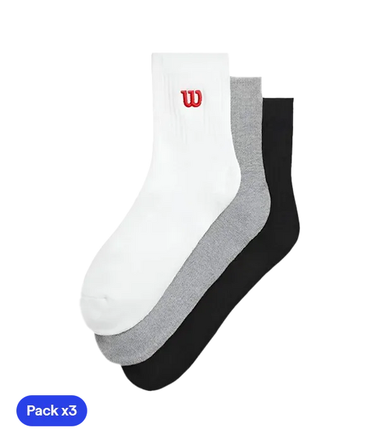 Calcetines Wilson Quarter Top Bright White/Black/Grey (Pack x3) 2025