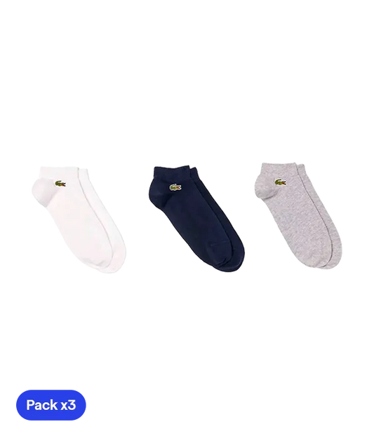 Calcetines Lacoste Cortos Azul/Gris/Blanco (Pack x3)