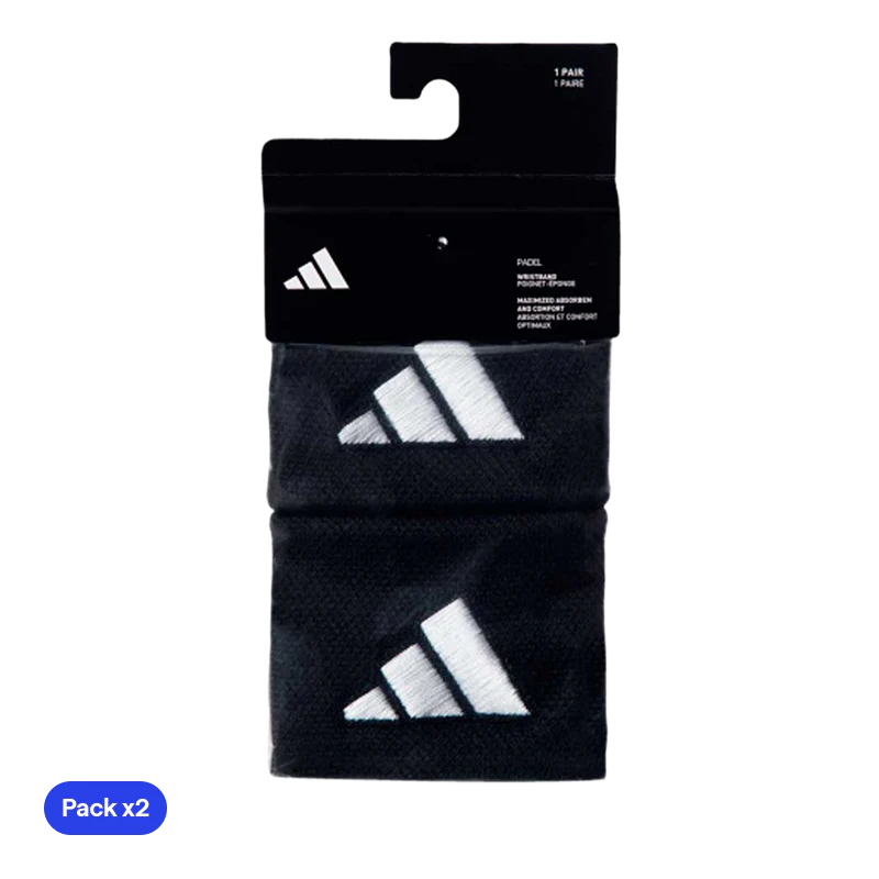 Muñequeras Adidas Cortas Negras Logo Grande