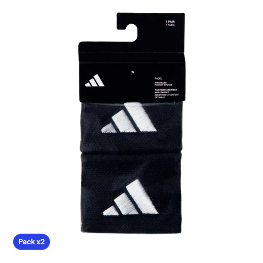 Muñequeras Adidas Cortas Negras Logo Grande