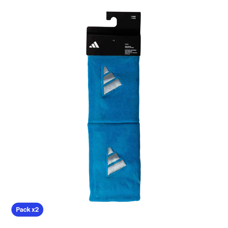 Muñequeras Adidas Largas Azules Logo Grande