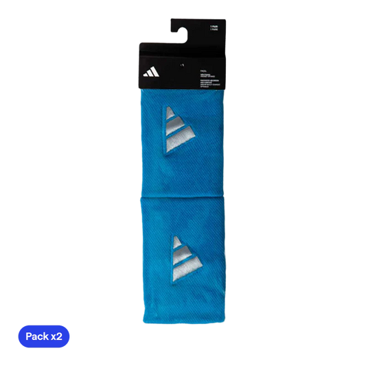 Muñequeras Adidas Largas Azules Logo Grande
