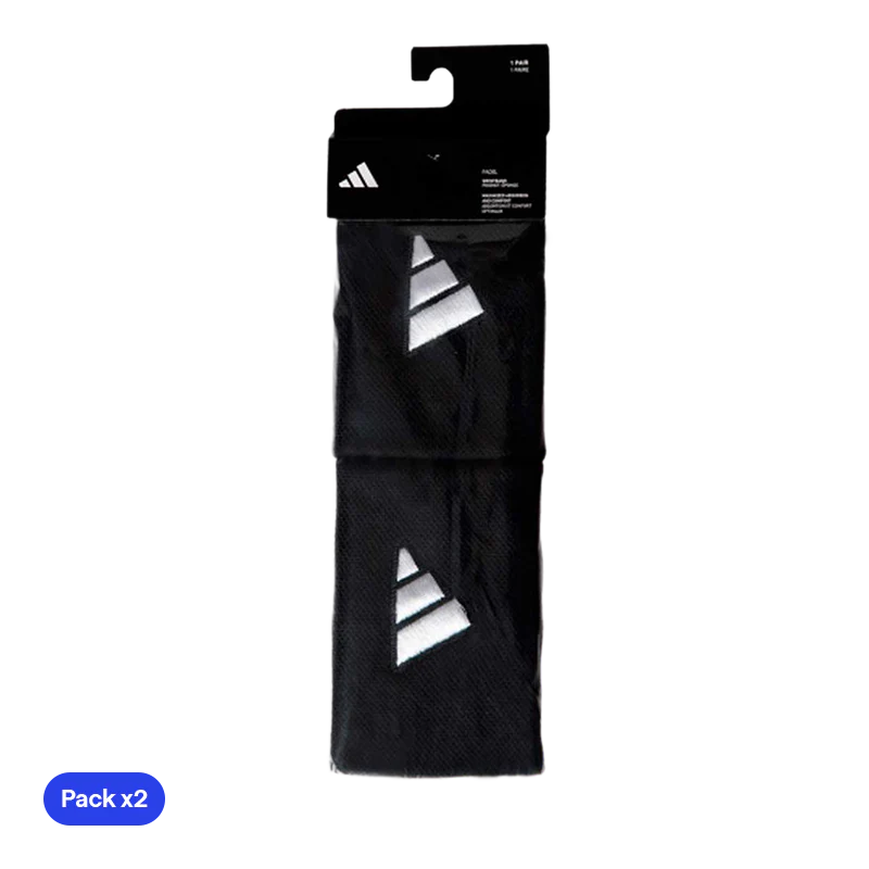 Muñequeras Adidas Largas Negras Logo Grande