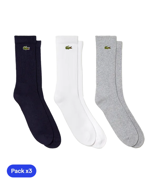 Calcetines Lacoste Sport Blanco/Gris/Azul (Pack x3)