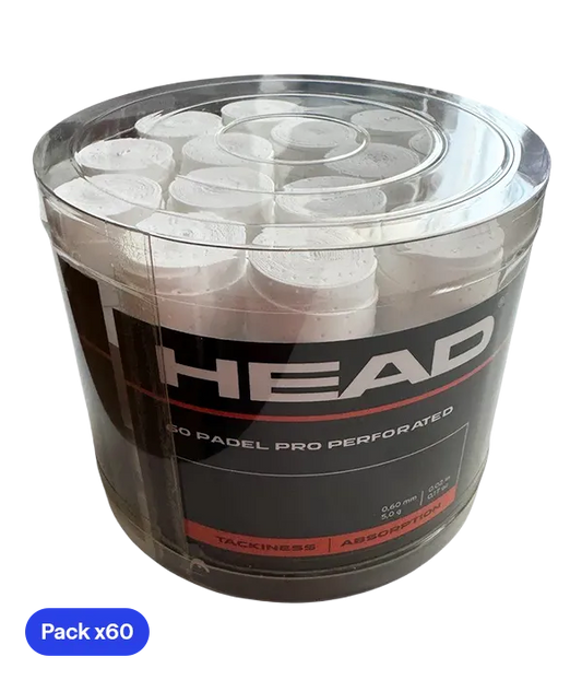 Tambor Overgrips Head Padel Pro Perforado Blanco (x60)