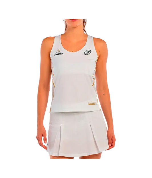 Camiseta Tirantes Bullpadel Acora Mujer Blanco 2025 Premier Padel