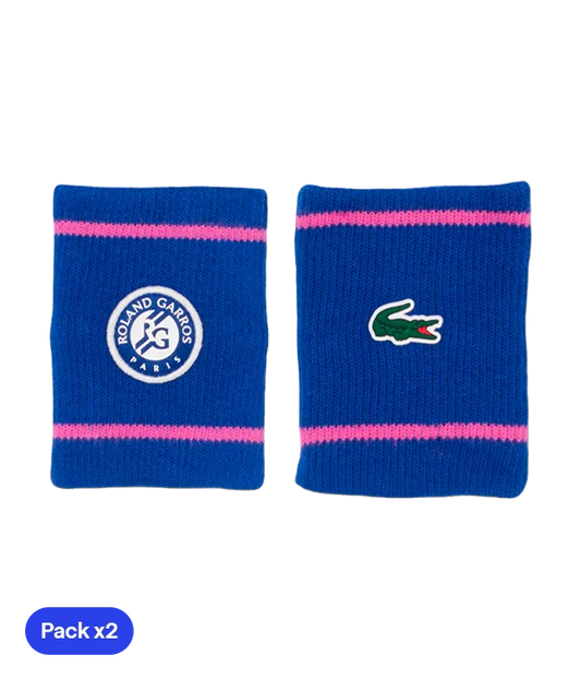 Muñequera Lacoste Roland Garros Azul Marino (Pack x2) 2025