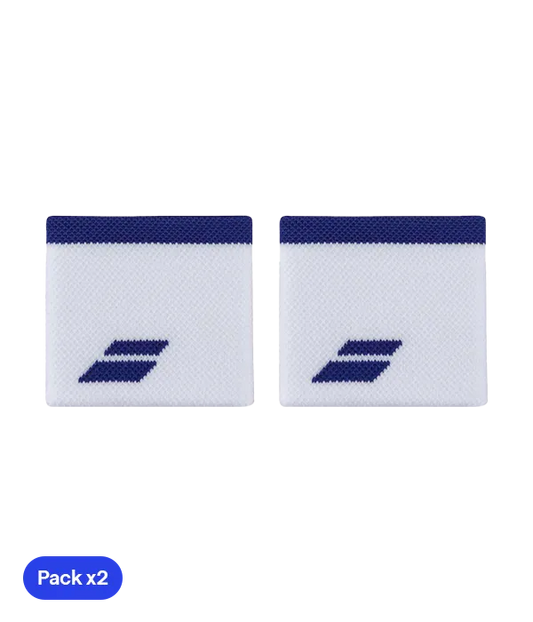 Muñequeras Babolat Blanco/Azul (Pack x2)