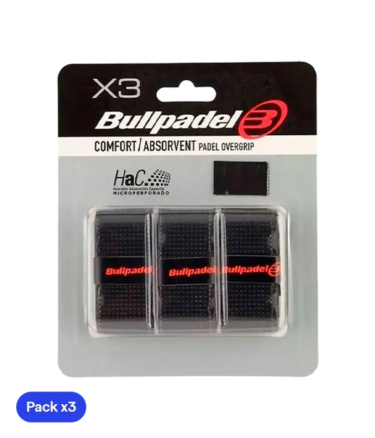Overgrips Bullpadel GB1201 Comfort/Absorbent Negro (Pack x3)