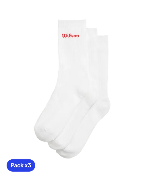 Calcetines Largos Wilson U Crew Logo Blanco 2025 (Pack x3)