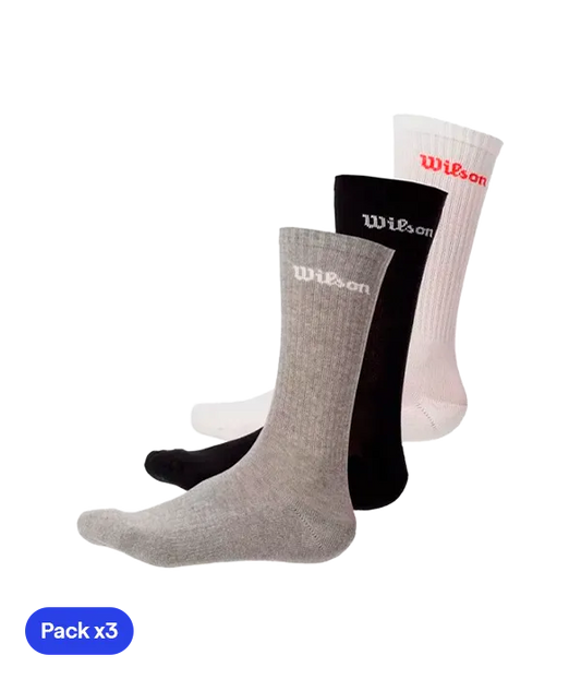 Calcetines Largos Wilson U Crew Logo Multicolor 2025 (Pack x3)