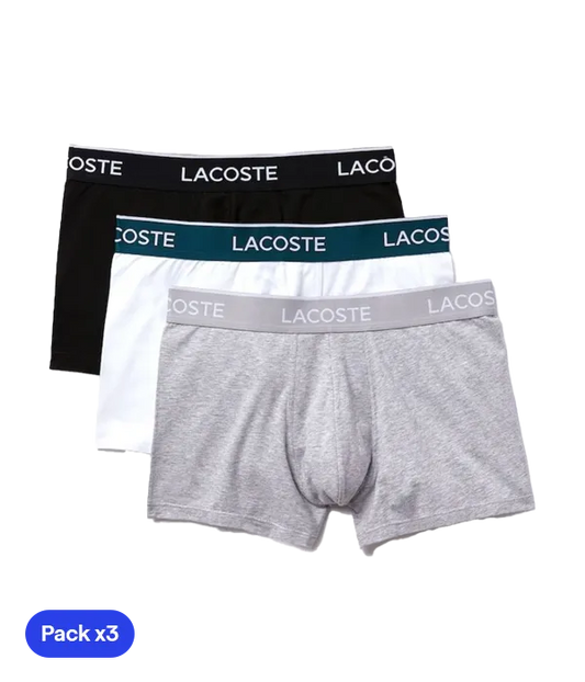 Calzoncillos Lacoste Algodón Blanco/Gris/Negro 2025 (Pack x3)
