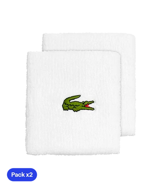 Muñequeras Largas Lacoste Sport Blanco (Pack x2)