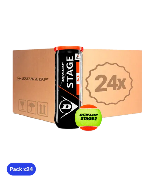 Cajón Pelotas Dunlop Stage 2 Amarillo/Naranja Tenis (Pack x24)