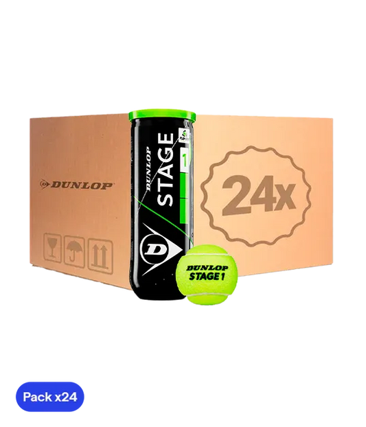 Cajón Pelotas Dunlop Stage 1 Verde Tenis (Pack x24)