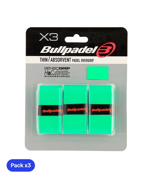 Overgrips Bullpadel GB1705 Thin/Absorbent Verde (Pack x3)