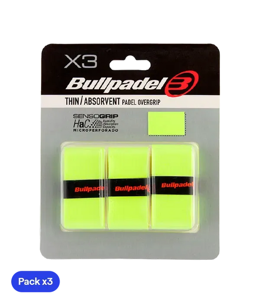 Overgrips Bullpadel GB1705 Thin/Absorvent Amarillo Fluor (Pack x3)