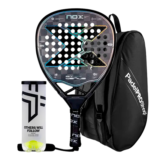 Pack Pala Nox AT10 Genius Attack 18K Limited Edition + Paletero PadelPROShop + Pelotas Oxdog BOOST+