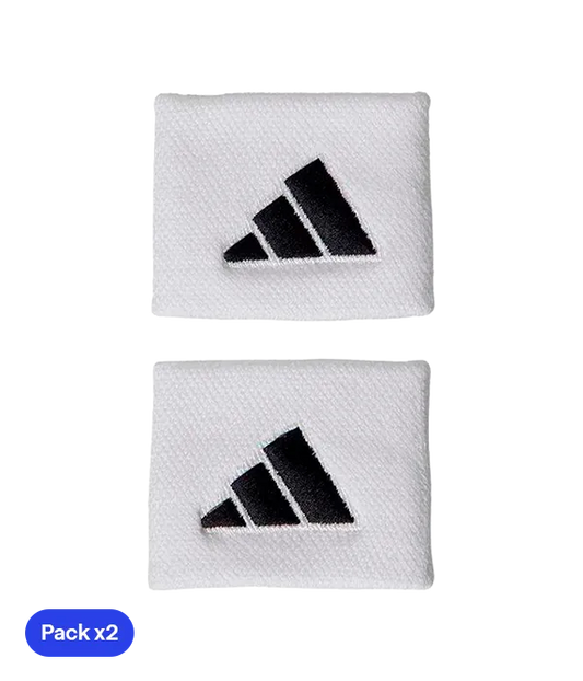 Muñequeras Cortas Adidas Blanco Logo Grande (Pack x2)