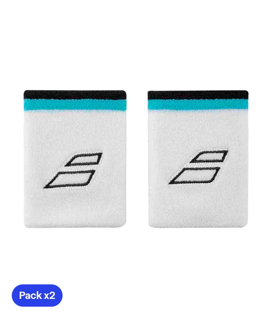 Muñequera Babolat Terry Jumbo Blanco/Azul (Pack x2)