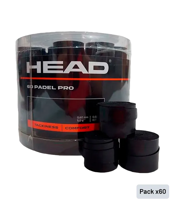 Tambor Overgrips Head Padel Pro Negro (x60)
