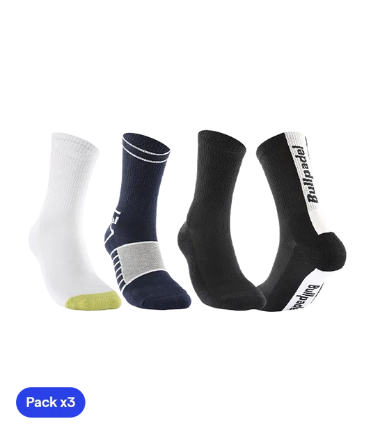 Calcetines Bullpadel BP255l Negro/Verde/Azul Marino 2025 (Pack x3)