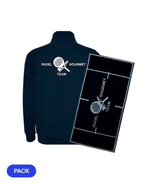 Pack Padel Team Gourmet: Sudadera Algodón Azul Marino + Toalla