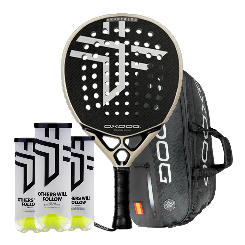 Pack Pala Oxdog Pure Pro+ 2025 + Paletero Oxdog FEP hyper pro thermo padel bag + 3 Botes de Pelotas Oxdog BOOST+