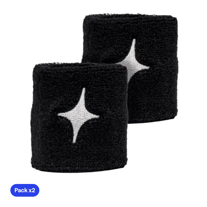 Muñequeras Cortas StarVie Negro 2026 (Pack x2)