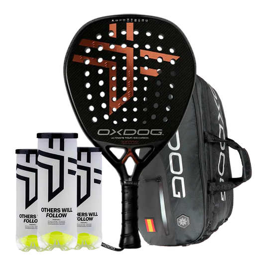 Pack Pala Oxdog Ultimate Tour 2025 + Paletero Oxdog FEP hyper pro thermo padel bag + 3 Botes de pelotas Oxdog BOOST+