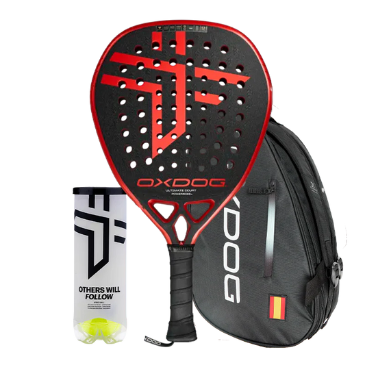 Pala Oxdog Ultimate Court + Paletero Oxdog FEP ultra tour padel bag + Bote de pelotas Oxdog BOOST+